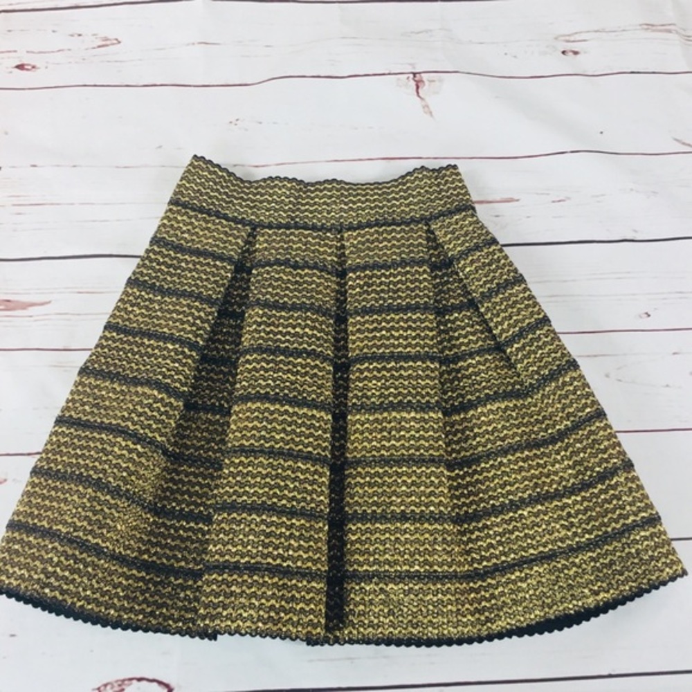 Gold & Black Pleated Skirt W/Stretch Women’s‎ Small Wedding Event